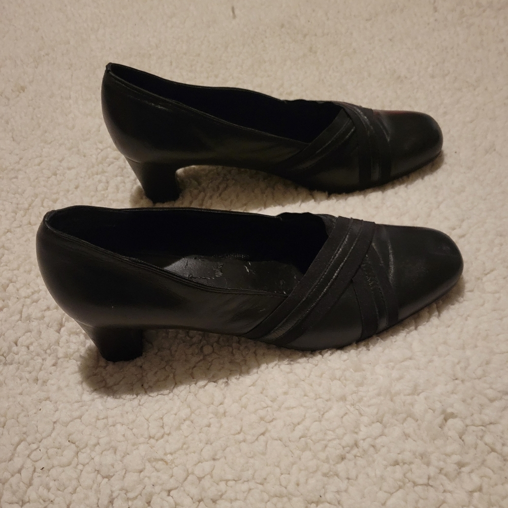 WOMENS S.R.O. SAMMI LEATHER HEEL PUMPS BLACK SIZE 8 - Picture 2 of 13